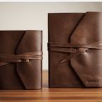 Travel Leather Journal Cover with Wrap Strap – Adventure Refillable Notebook