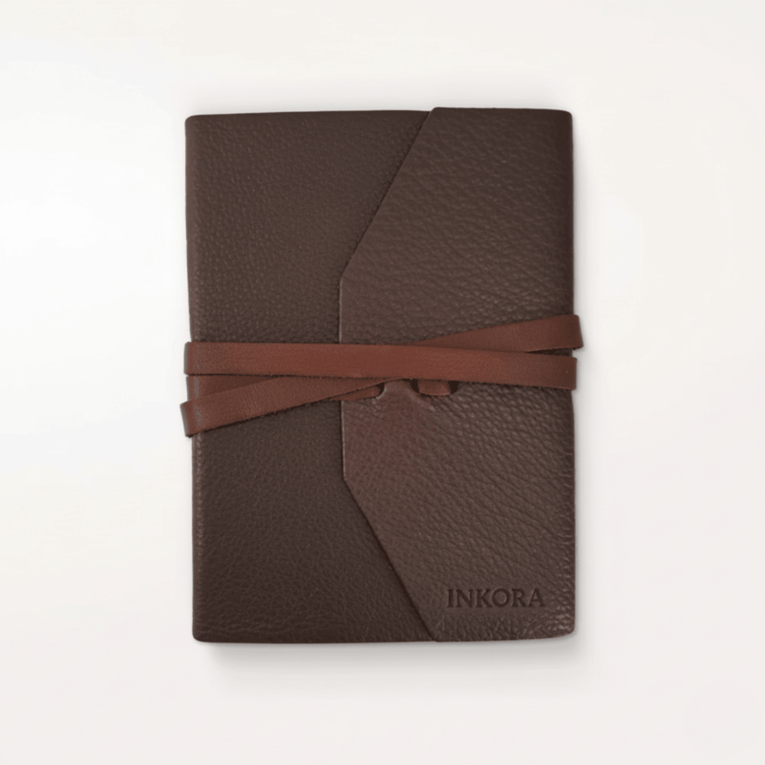 Minimalist Leather Journal Cover with Wrap Strap – Modern Refillable Notebook