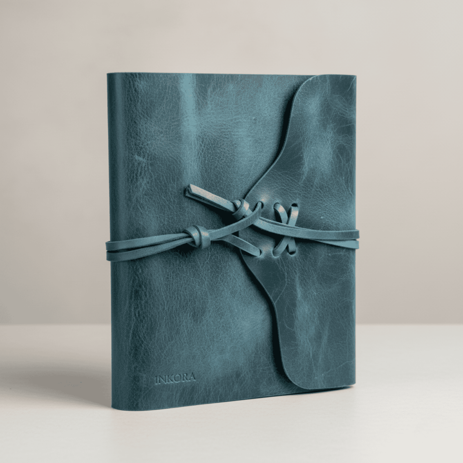 Modern Leather Journal Cover with Curved Flap – Refillable Writing Notebook