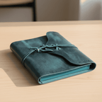 Modern Leather Journal Cover with Curved Flap – Refillable Writing Notebook