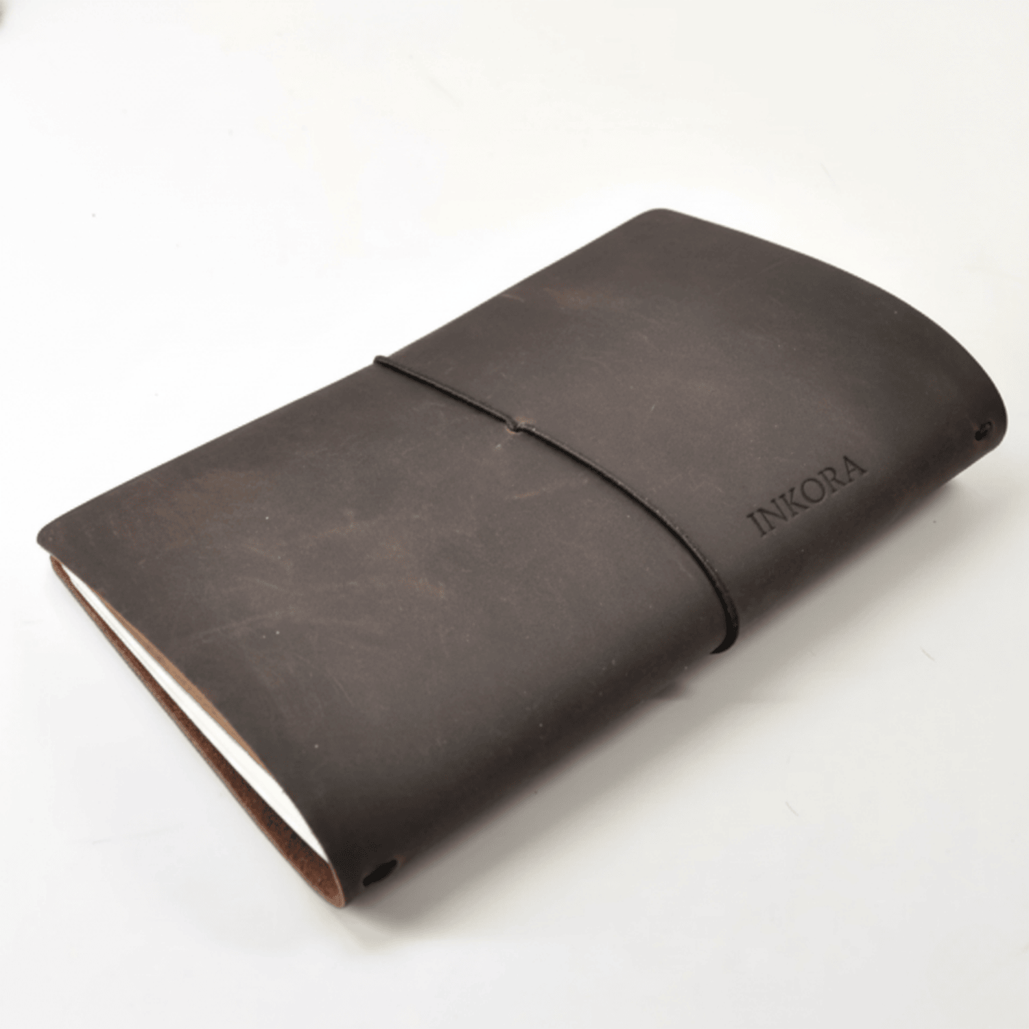 Vintage Distressed Leather Journal Cover with Wrap Strap – Refillable Notebook