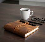 Refillable Leather Travel Journal with Dual Pen Holder – Wrap Closure Notebook