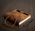 Refillable Leather Travel Journal with Dual Pen Holder – Wrap Closure Notebook