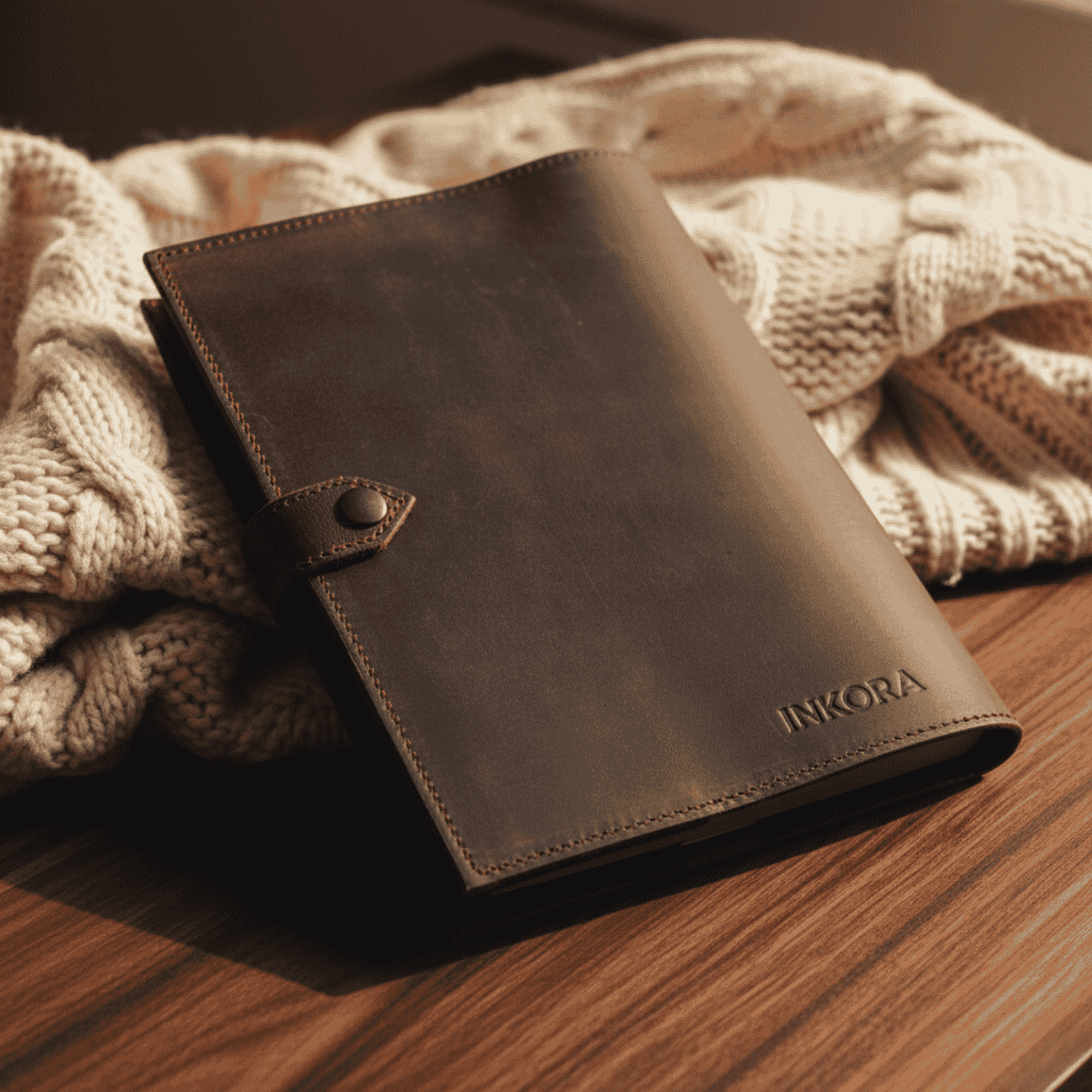 Classic Leather Journal Cover with Snap Closure – Timeless Refillable Notebook