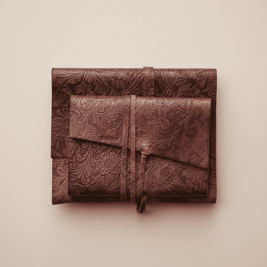 Floral Tooled Leather Journal Cover – Vintage Western Refillable Notebook