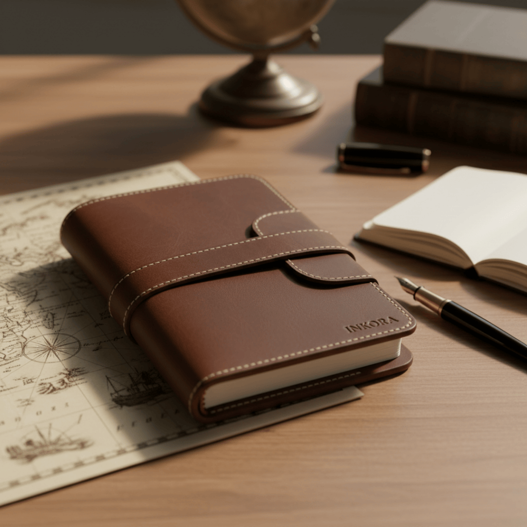 Executive Leather Journal Cover with Strap Closure – Professional Refillable Notebook
