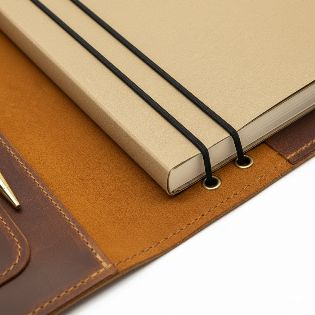 Leather Planner Organizer Cover with Card Holder & Pen Loop – Executive Notebook