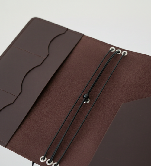 Classic Brown Leather Journal Organizer with Card Slots – Refillable Planner Cover