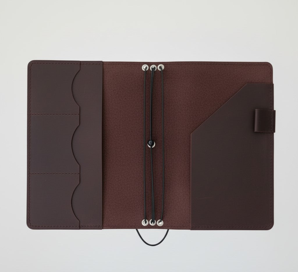 Classic Brown Leather Journal Organizer with Card Slots – Refillable Planner Cover