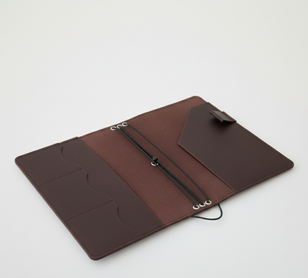 Classic Brown Leather Journal Organizer with Card Slots – Refillable Planner Cover
