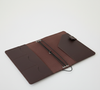 Classic Brown Leather Journal Organizer with Card Slots – Refillable Planner Cover
