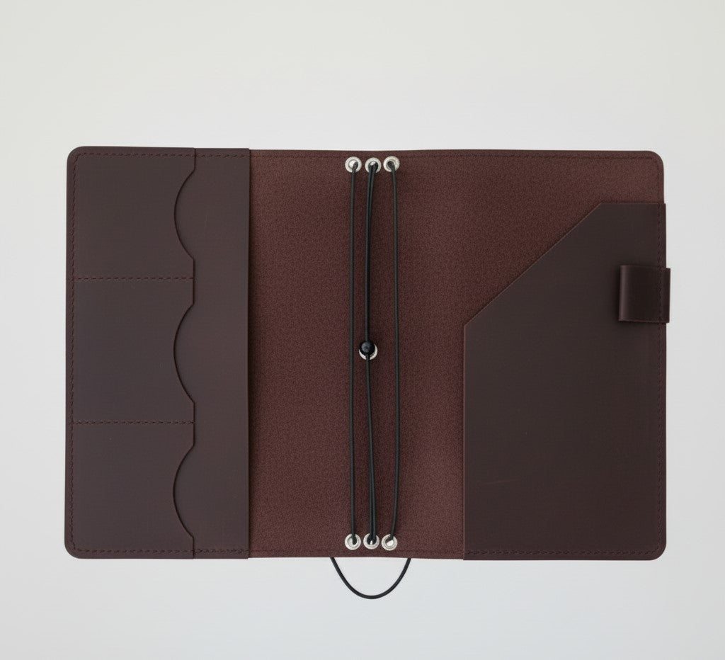Classic Brown Leather Journal Organizer with Card Slots – Refillable Planner Cover