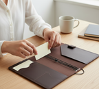 Classic Brown Leather Journal Organizer with Card Slots – Refillable Planner Cover