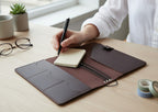 Classic Brown Leather Journal Organizer with Card Slots – Refillable Planner Cover