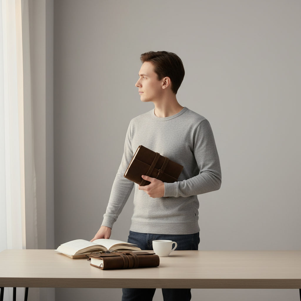 Handcrafted Heritage Leather Journal with Wrap Strap – Artisan Refillable Notebook
