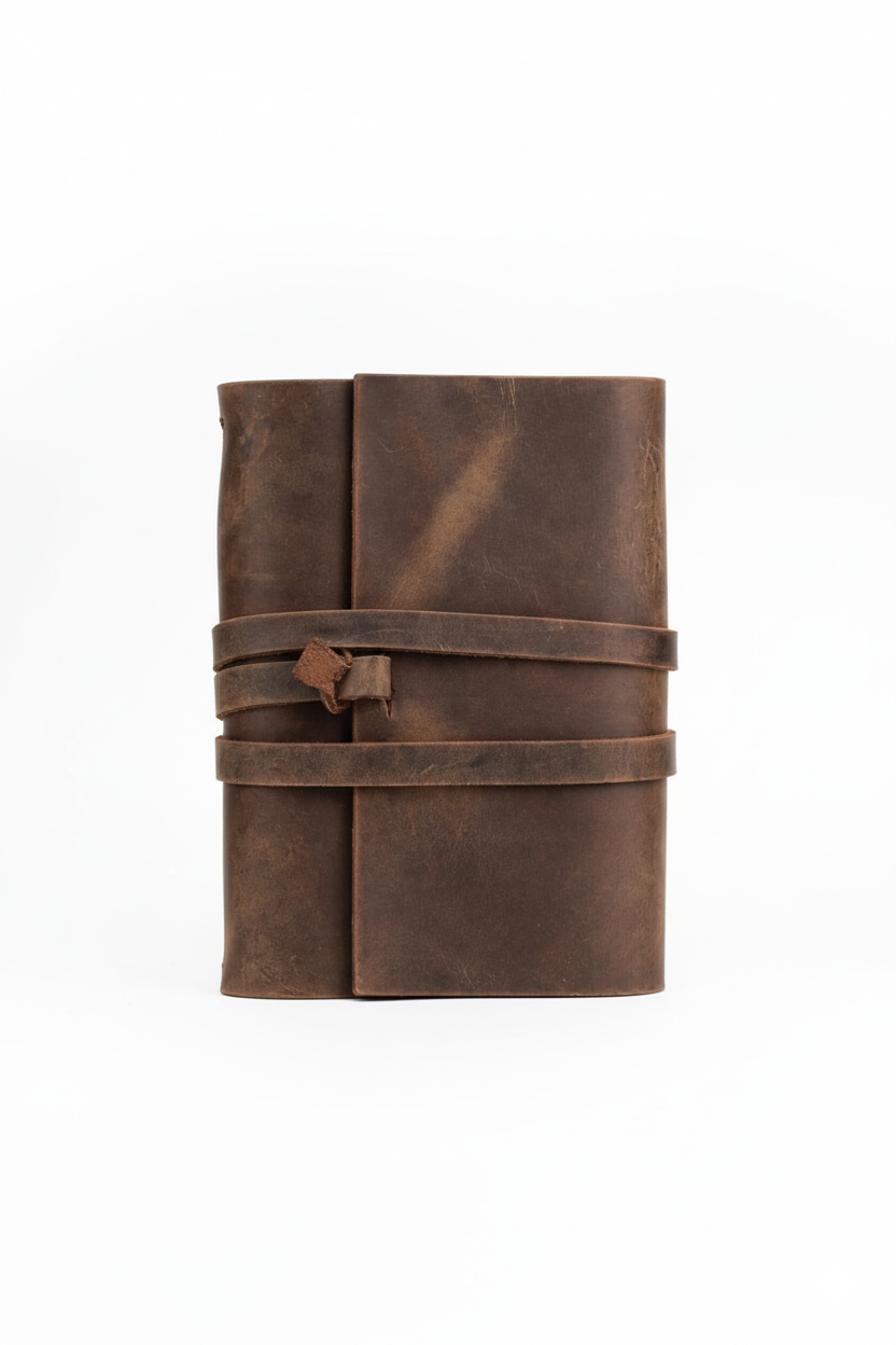Handcrafted Heritage Leather Journal with Wrap Strap – Artisan Refillable Notebook