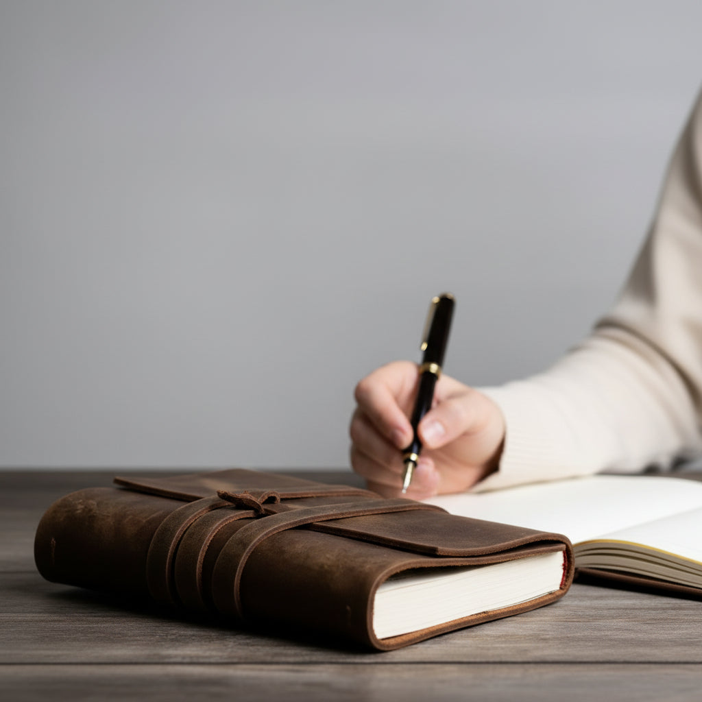 Handcrafted Heritage Leather Journal with Wrap Strap – Artisan Refillable Notebook