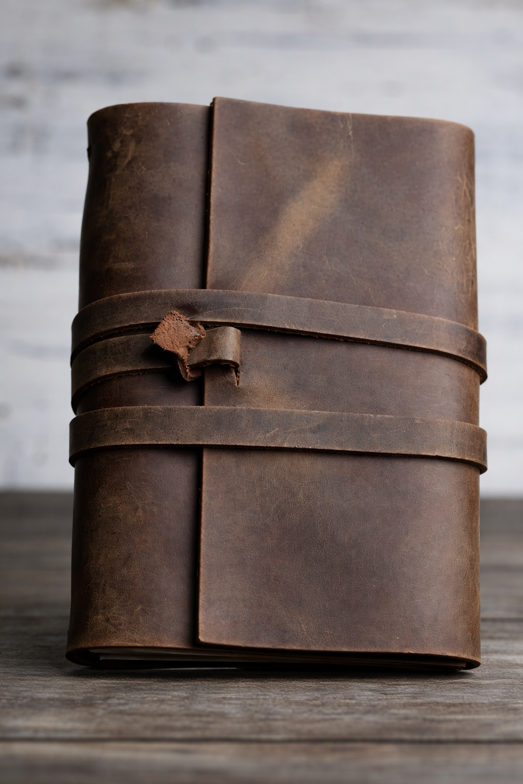 Handcrafted Heritage Leather Journal with Wrap Strap – Artisan Refillable Notebook