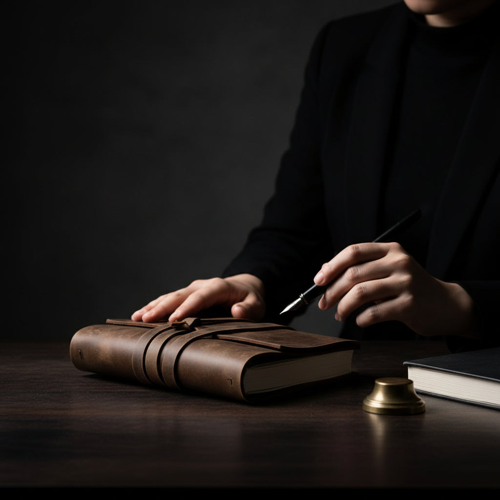 Handcrafted Heritage Leather Journal with Wrap Strap – Artisan Refillable Notebook