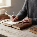Handcrafted Heritage Leather Journal with Wrap Strap – Artisan Refillable Notebook