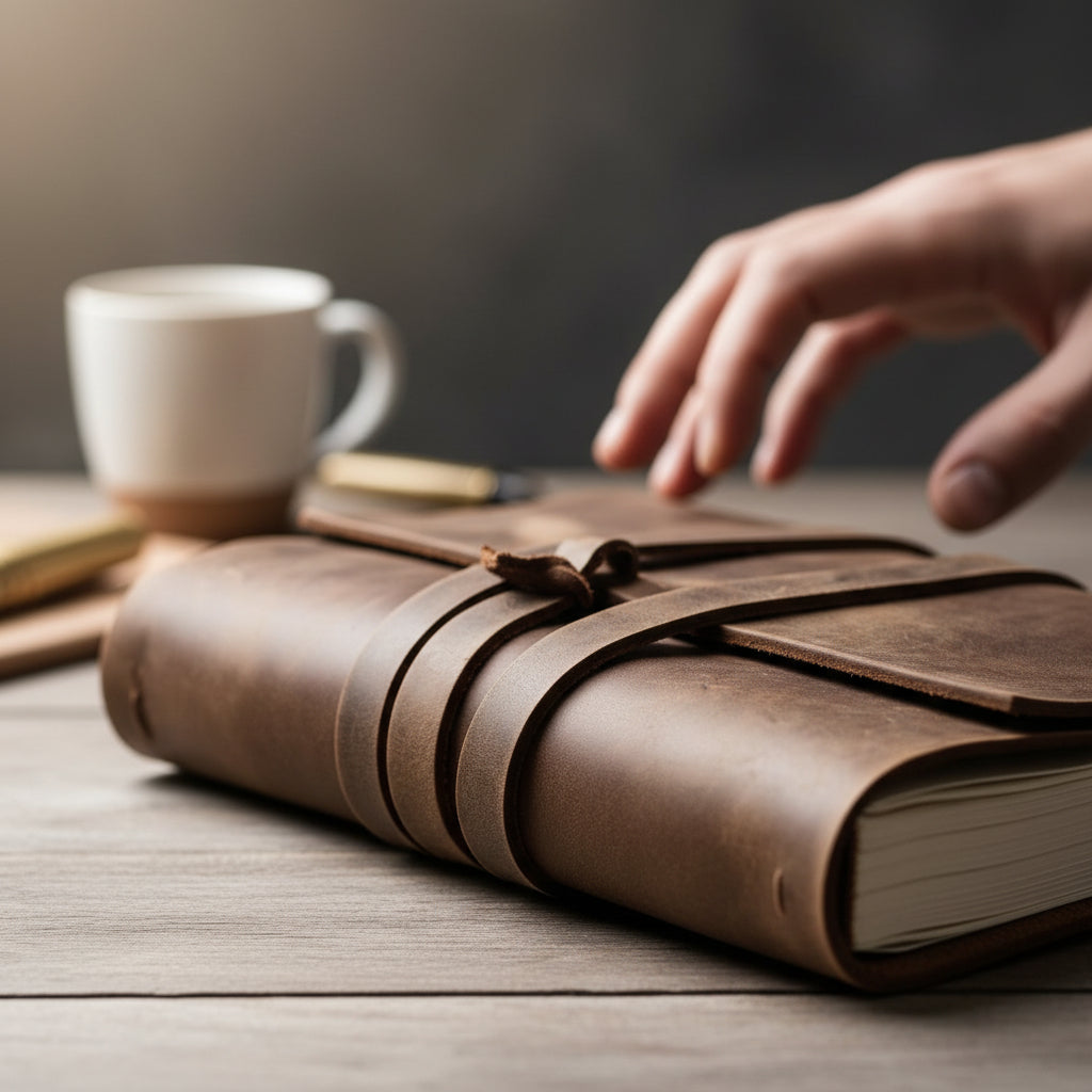 Handcrafted Heritage Leather Journal with Wrap Strap – Artisan Refillable Notebook