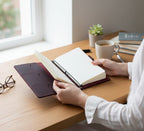 Burgundy Leather Journal Organizer with Card Slots – Executive Refillable Notebook Cover