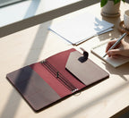 Burgundy Leather Journal Organizer with Card Slots – Executive Refillable Notebook Cover