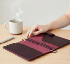 Burgundy Leather Journal Organizer with Card Slots – Executive Refillable Notebook Cover
