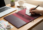 Burgundy Leather Journal Organizer with Card Slots – Executive Refillable Notebook Cover