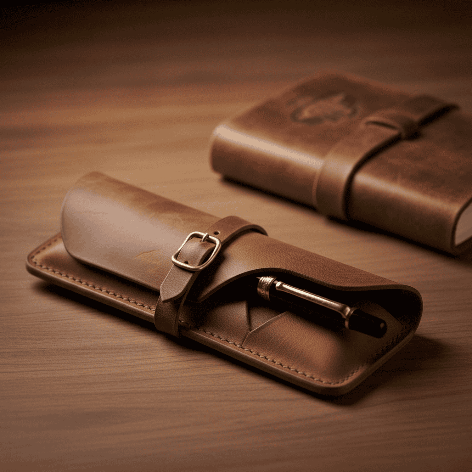 Luxury Leather Pen Case with Strap Closure – INKORA Executive Pen Holder & Travel Organizer
