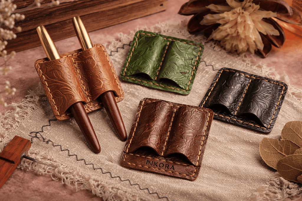 Leather Pen Holder Wallet Clip – INKORA Pocket Organizer for Notebook & Journal